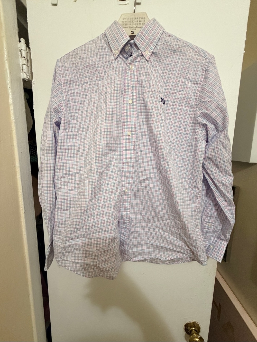 Lauren Ralph Lauren Boys Size 18 Pink Blue Check Button Down Shirt